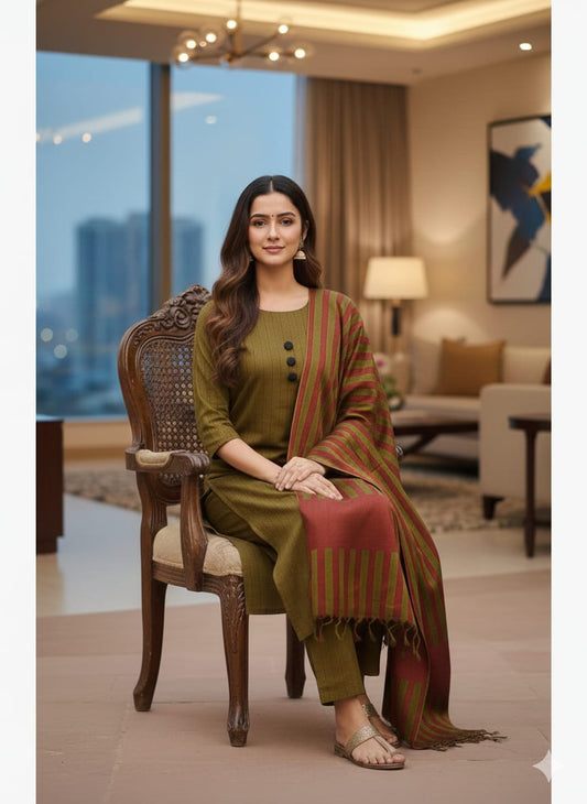 3pc Multani Susi Khaadi (Golden)