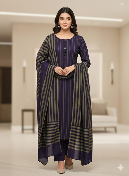3pc Multani Susi Khaadi (Purple)